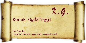 Korok Györgyi névjegykártya