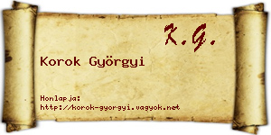Korok Györgyi névjegykártya